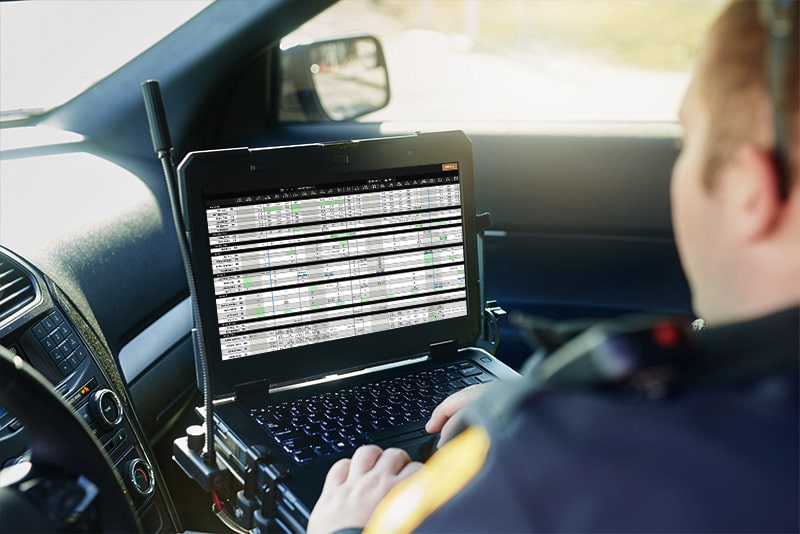 Police officer using Hero scheduling software