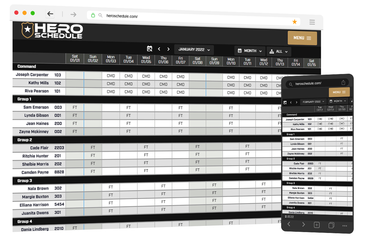 Fire Department Scheduling Software · Hero Schedule