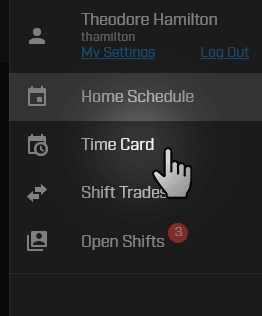 Select Time Card in menu