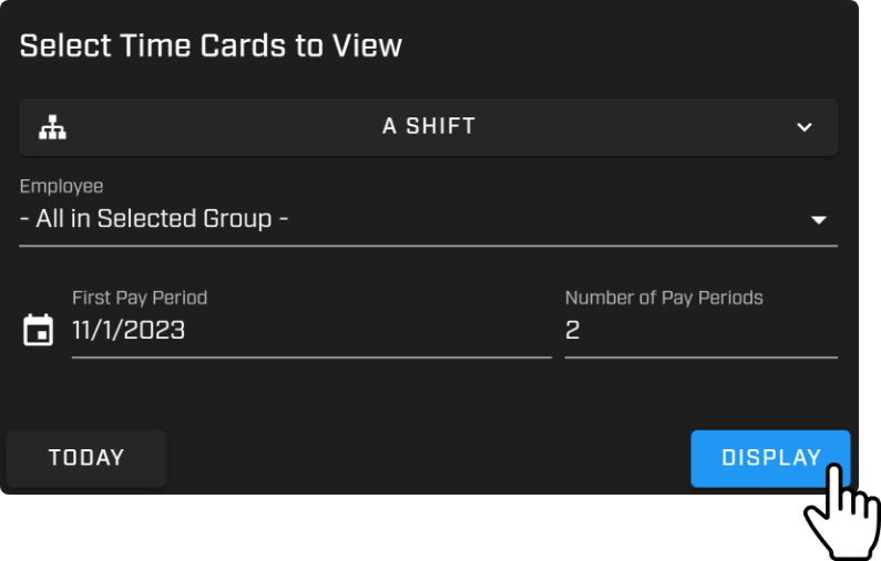 selecting time cards to view