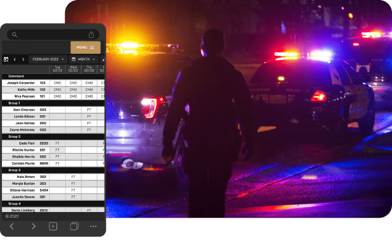 mobile schedule view designed for police departments
