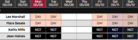 custom colors on main schedule view