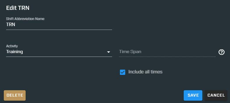 edit shift abbreviation tool