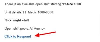 open shift email with link at bottom