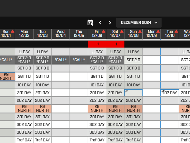 minimum staffing alerts on schedule