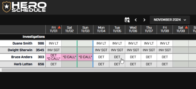 on-call day cells for bruce anders