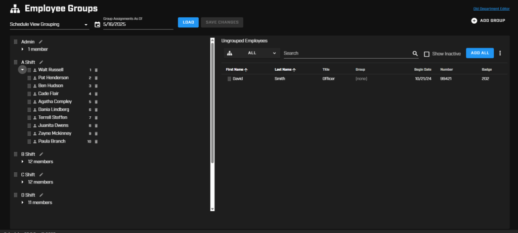 employee groups screen updated