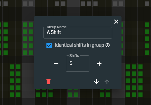 identical shift in group checkbox