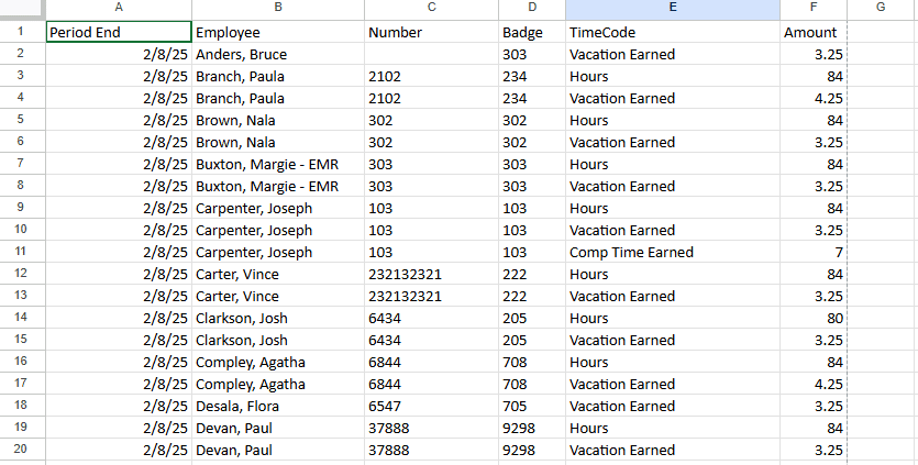 pay period report by transaction excel