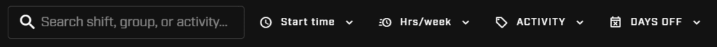search and filter bar